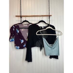 Urban Outfitters Hayes Pleated Top - Royce Cropped Top - Cowl neck Top Bundle M